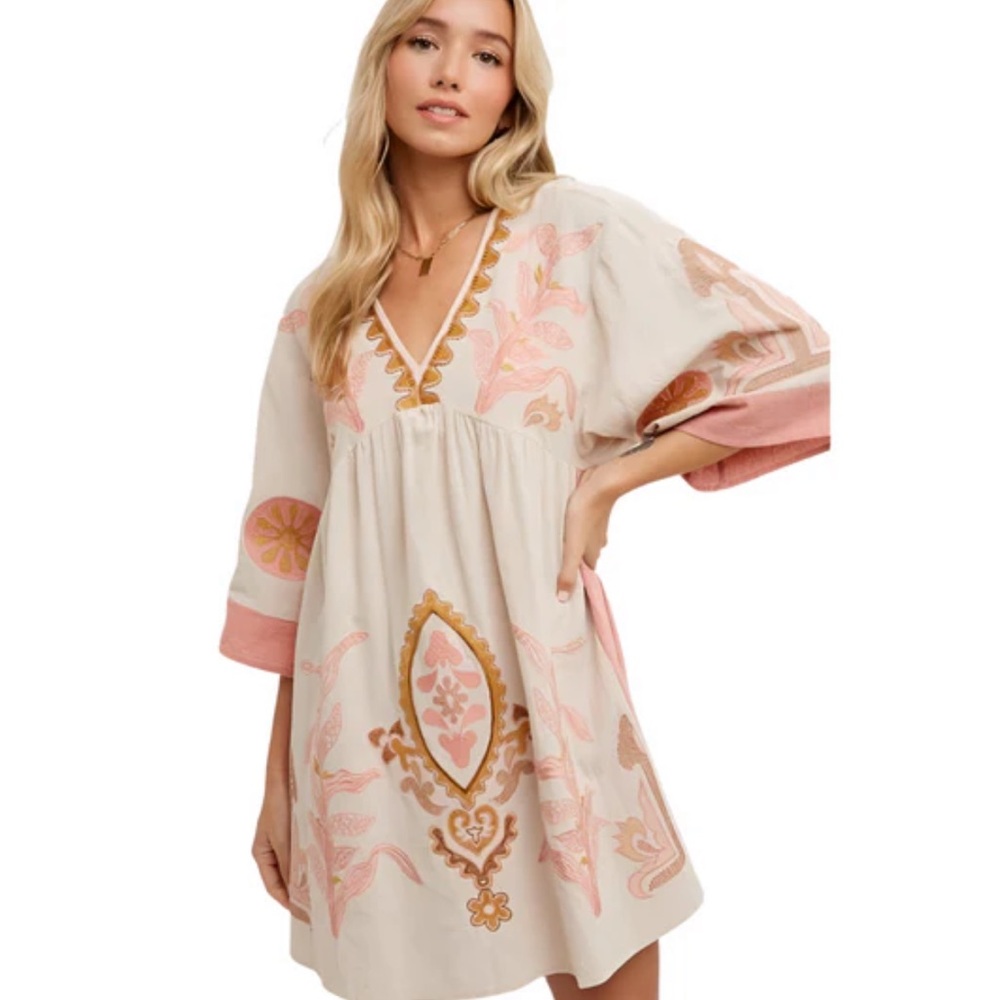 *NEW* Boho Embroidered BABYDOLL dress